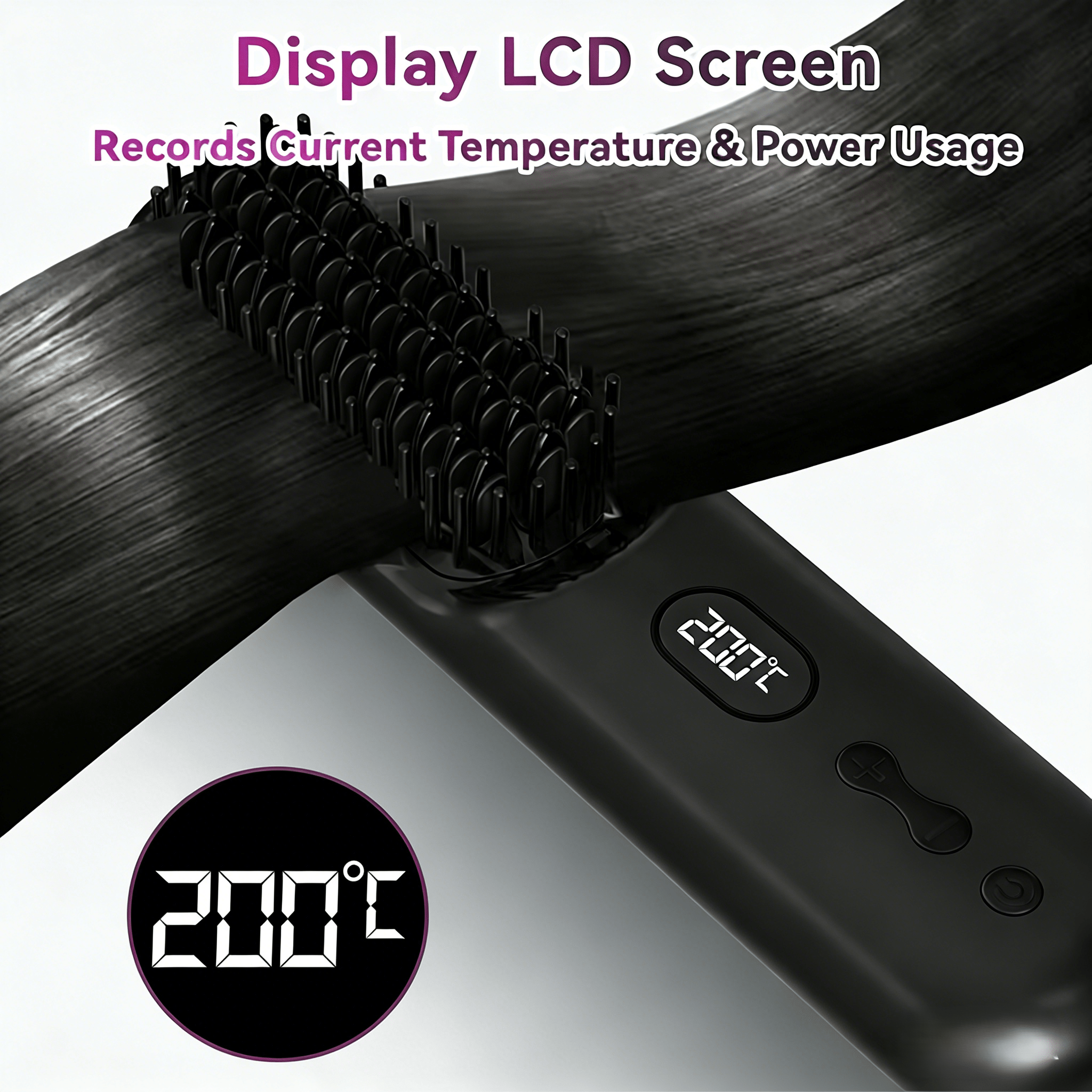 Wireless Charging Negative Ion Hair Straightening Brush