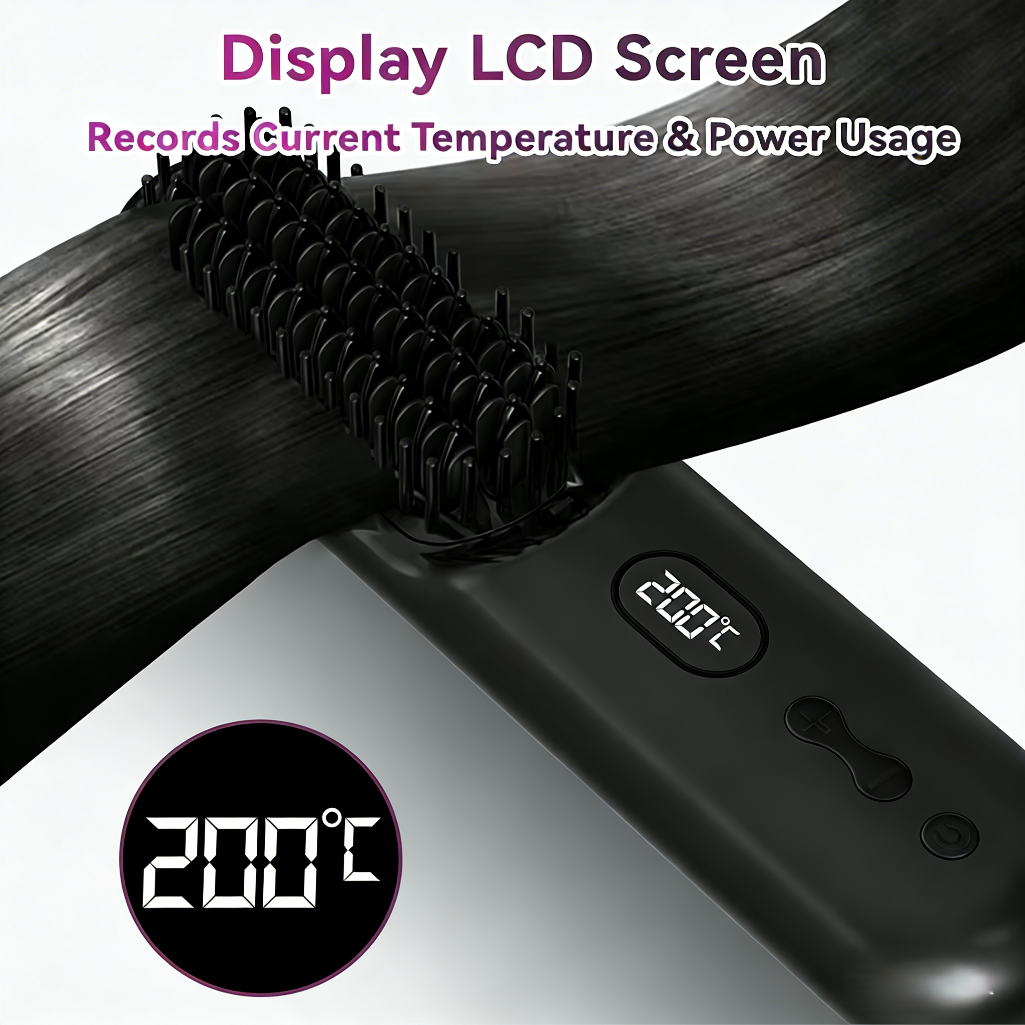 Wireless Charging Negative Ion Hair Straightening Brush