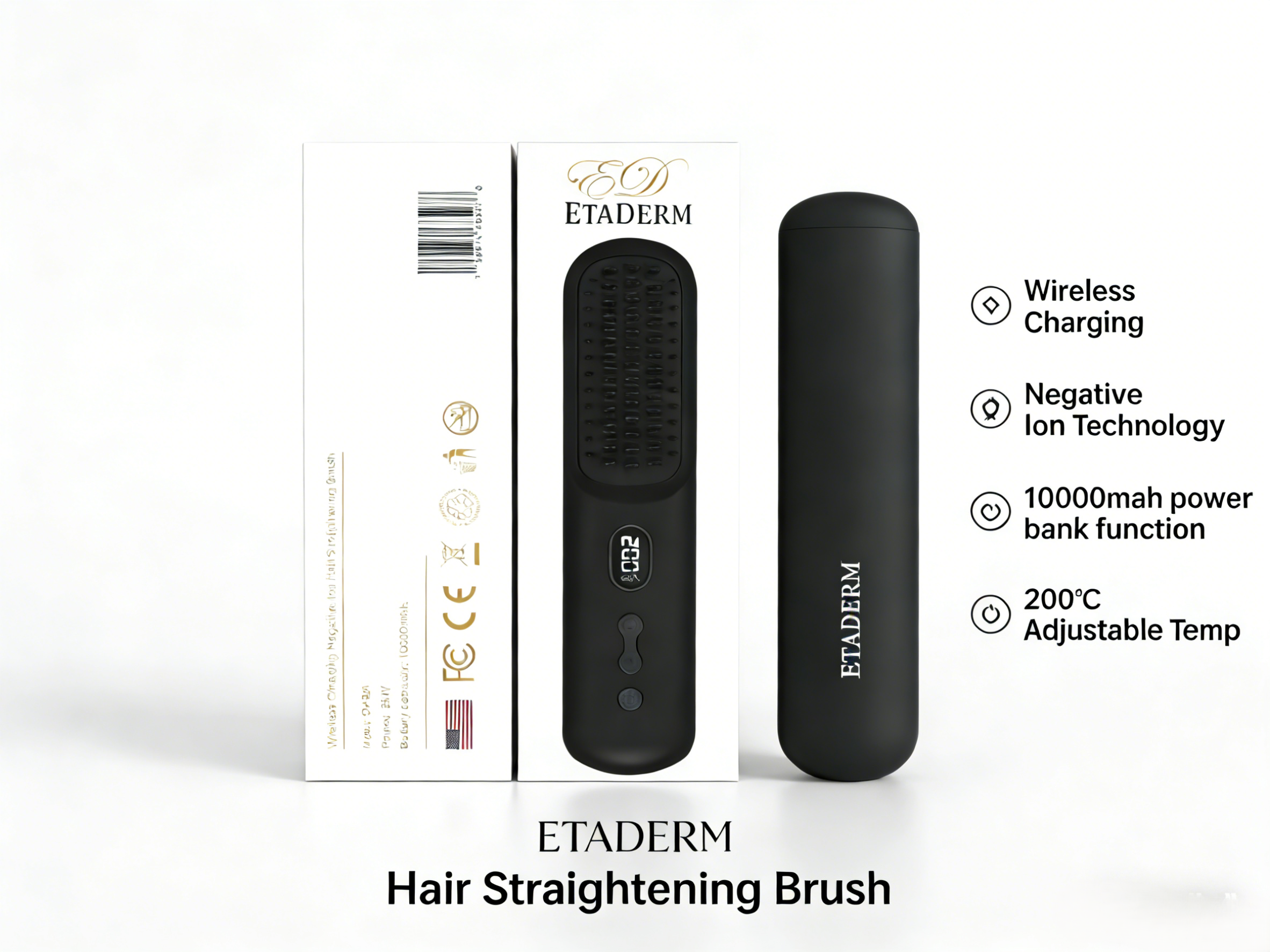 Wireless Charging Negative Ion Hair Straightening Brush