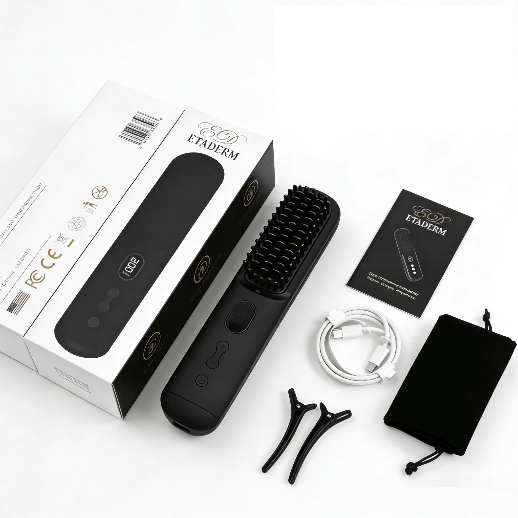 Wireless Charging Negative Ion Hair Straightening Brush